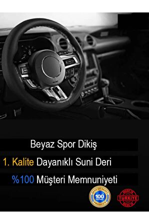 Honda Jazz Deri Direksiyon Kılıfı, Beyaz Şeritli Spor Dikiş