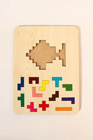Ahşap Eğitici Puzzle | 3’ü 1 Arada Şekiller, Renkler ve Hayvanlar Yapboz | Montessori 3+ Yaş Oyuncak