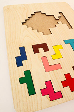 Ahşap Eğitici Puzzle | 3’ü 1 Arada Şekiller, Renkler ve Hayvanlar Yapboz | Montessori 3+ Yaş Oyuncak