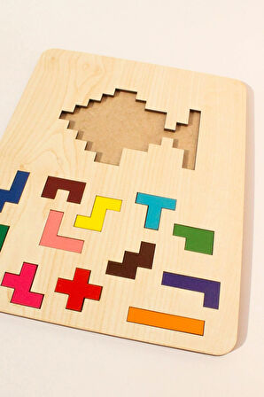 Ahşap Eğitici Puzzle | 3’ü 1 Arada Şekiller, Renkler ve Hayvanlar Yapboz | Montessori 3+ Yaş Oyuncak