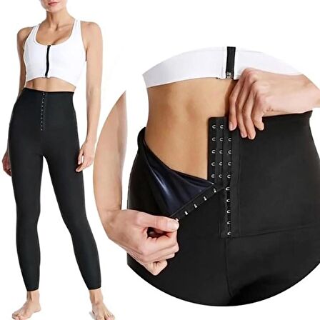 Wi Fro Kadın Siyah Zayıflatan Yağ Yakan Iki Beden Incelten Vücut Şekillendirici Beli Agraflı Korse Tayt