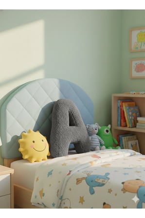 Peluş A Harf yastık , dekoratif kırlent , antrasit teddy kumaş, büyük boy 50 cm