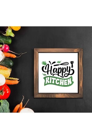 Happy Kitchen Soft Mutfak Duvar Dekorasyonu Ahşap Çerçeve Dekoratif Duvar Çerçevesi