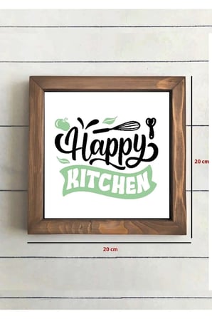 Happy Kitchen Soft Mutfak Duvar Dekorasyonu Ahşap Çerçeve Dekoratif Duvar Çerçevesi