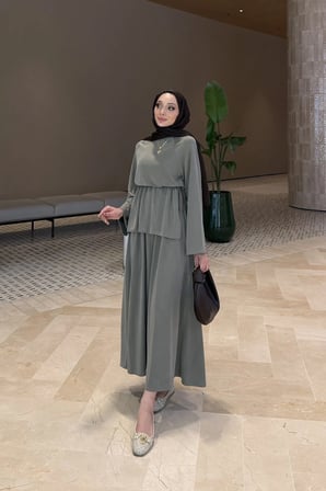 Ahen Oysho Kumaş Oversize Günlük Tesettür Takım