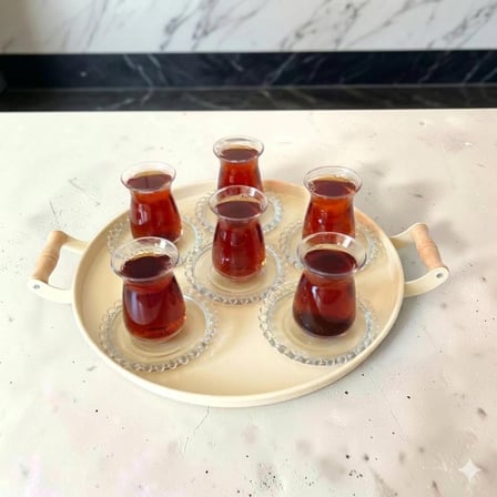Tepsi Seti Ahşap Kulplu Krem Metal Çay Tepsisi Kahve Sunum Kahvaltı 3'lü Tepsi Seti 30-37-50 cm