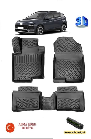 Hyundai Bayon 2021 Sonrası Uyumlu 3D Havuzlu Paspas ASMA KOKU VE NUMARATÖR HEDİYELİ