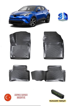 Toyota C-HR 2016-2022 Yılları Arası Uyumlu 3D Havuzlu Paspas ASMA KOKU VE NUMARATÖR HEDİYELİ