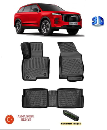 Jaecoo 7 2024 Sonrası Uyumlu 3D Havuzlu Paspas ASMA KOKU VE NUMARATÖR HEDİYELİ