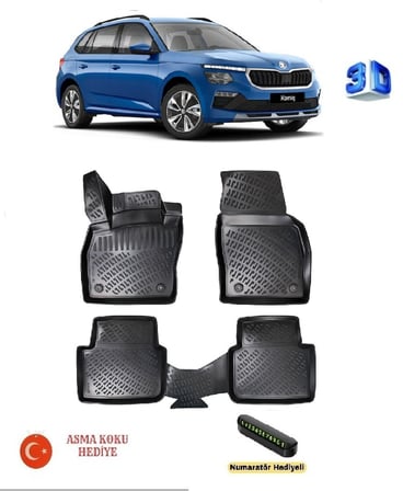 Skoda Kamiq 2019 Sonrası Uyumlu 3D Havuzlu Paspas ASMA KOKU VE NUMARATÖR HEDİYELİ