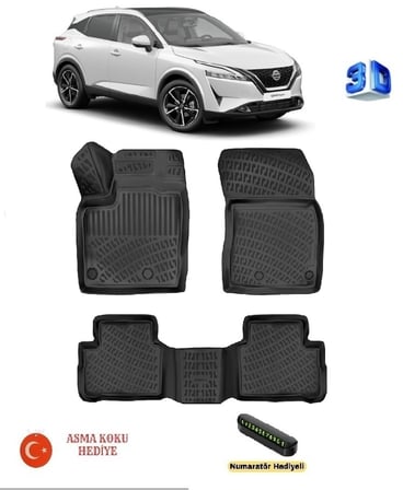 Nissan Qashqai (Benzin/Dizel) 2022 Sonrası Uyumlu 3D Havuzlu Paspas ASMA KOKU VE NUMARATÖR HEDİYELİ