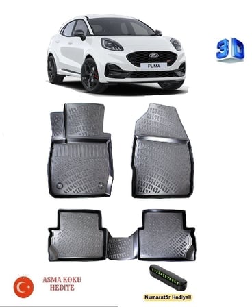 Ford Puma 2019 Sonrası Uyumlu 3D Havuzlu Paspas ASMA KOKU VE NUMARATÖR HEDİYELİ