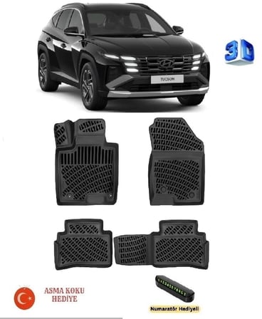 Hyundai Tucson 2021 Sonrası  Uyumlu 3D Havuzlu Paspas (Dizel/Benzin/Mild Hybrid (48v)) ASMA KOKU VE NUMARATÖR HEDİYELİ