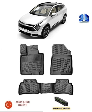 Kia Sportage 2022 Sonrası (Mild Hybrid) Uyumlu 3D Havuzlu Paspas ASMA KOKU VE NUMARATÖR HEDİYELİ