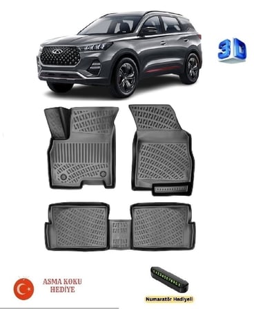 Chery Tiggo 7 Pro 2020-2025 Yılları Arası Uyumlu 3D Havuzlu Paspas ASMA KOKU VE NUMARATÖR HEDİYELİ
