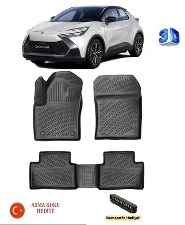 Toyota C-HR 2023 Sonrası Uyumlu 3D Havuzlu Paspas ASMA KOKU VE NUMARATÖR HEDİYELİ