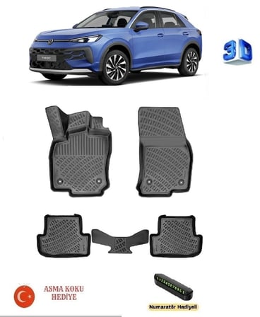 Volkswagen T-Roc 2017-2025 Yılları Arası Uyumlu 3D Havuzlu Paspas ASMA KOKU VE NUMARATÖR HEDİYELİ