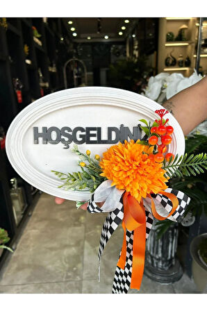 Ahşap Yapay Çiçekli Kapı Duvar Süsü No:5