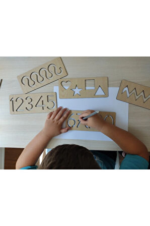 Sayı Ve Şekil Ahşap Çizgi Çalışması