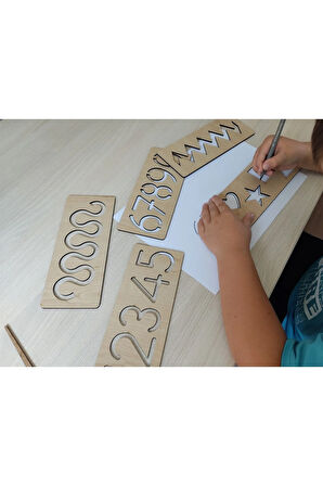 Sayı Ve Şekil Ahşap Çizgi Çalışması
