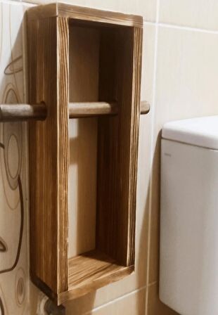 Yapışkanlı Ahşap Tuvalet Kağıtlığı Wc Kağıt Tutucu Yapışkanlı Banyo Wc Kağıtlık