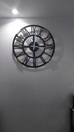 Ahşap Dekoratif Jüt İpli Duvar Saati (40cm)