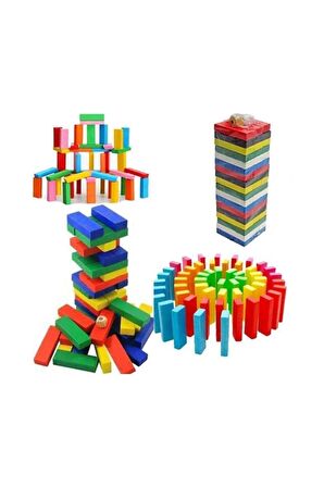 Ahşap Renkli Denge Jenga Oyunu Çocuk Oyun Oyuncak