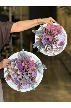 Yapay Çiçekli Ahşap Duvar Süsü No:36