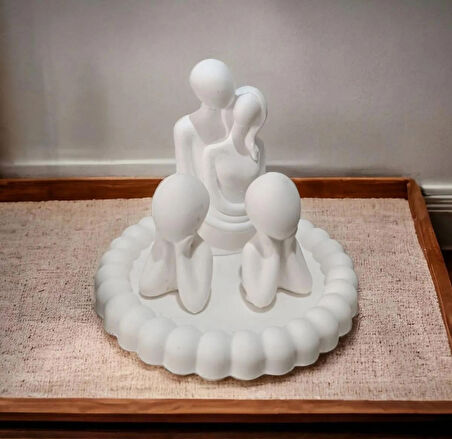 Aile Set Biblo, Sarılan Sevgili Biblo, 2 Çocuk biblo ve Dekoratif Bubble Tabak