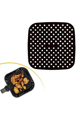 Xl Ve Xxl Airfryer Silikon Pişirme Kalıbı Delikli Ve Kare Airfryer Aksesuar Siyah Renk