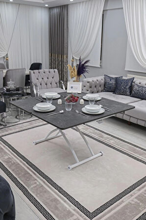 Akıllı Sehpa Juppo Üst Tabla Mdf Oval Köşe Kartal Alt Ayak Beyaz Dışa Kıvrım