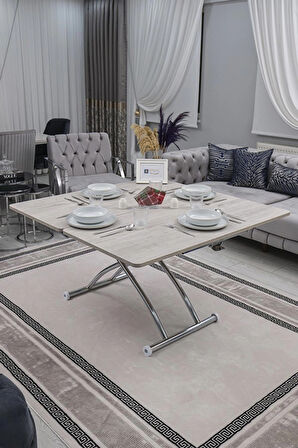 Akıllı Sehpa Juppo Üst Tabla Mdf Oval Köşe Lizbon Alt Ayak Krom Dışa Kıvrım