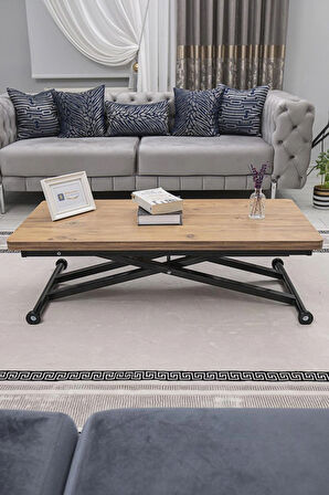 Akıllı Sehpa Home Üst Tabla Mdf Oval Köşe Efesçam Alt Ayak Siyah 
