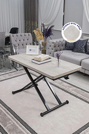 Akıllı Sehpa Home Üst Tabla Mdf Oval Köşe Lizbon Alt Ayak Siyah 