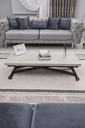 Akıllı Sehpa Home Üst Tabla Mdf Oval Köşe Lizbon Alt Ayak Siyah 