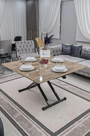 Akıllı Sehpa Home Üst Tabla Mdf Oval Köşe Antiklayt Alt Ayak Siyah 