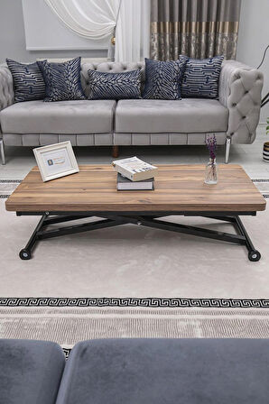 Akıllı Sehpa Home Üst Tabla Mdf Oval Köşe Urartu Alt Ayak Siyah 