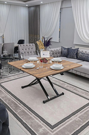 Akıllı Sehpa Home Üst Tabla Mdf Oval Köşe Urartu Alt Ayak Siyah 
