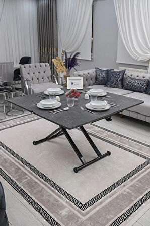 Akıllı Sehpa Home Üst Tabla Mdf Oval Köşe Kartal Alt Ayak Siyah 
