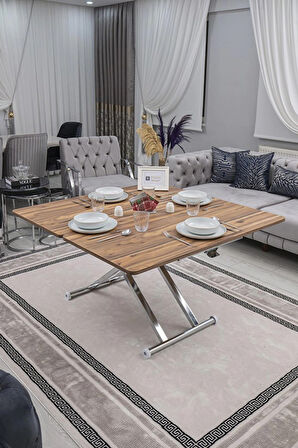 Akıllı Sehpa Home Üst Tabla Mdf Oval Köşe Urartu  Alt Ayak Krom Renk