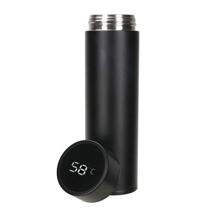 #Termos Sızdırmaz Vakumlu Akıllı Led Ekranlı Dijital Sıcaklık Göstergeli Outdoor Çelik Termos Siyah