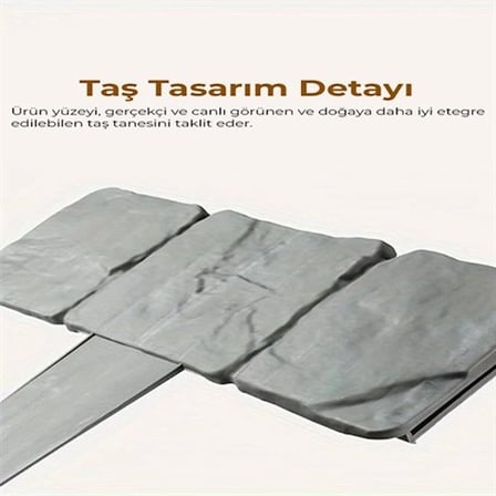 #Çit Dekoratif Plastik Peyzaj Düzenleme Kenar Koruma Gri Dayanıklı 3'lü Şık Taş Görünümlü Bahçe Çiti