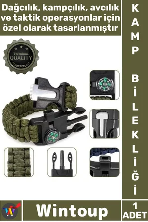#Bileklik Outdoor Kamp Taktik Hayatta Kalma Acil Durum Ekipman Dağcılık Düdüklü Pusulalı Bileklik