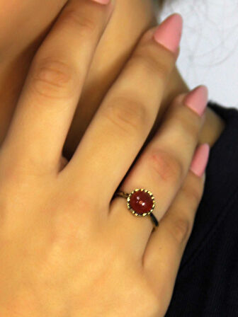 Doğal Taş Akik Çıtır Doğal Taşlı Ayarlanabilir Kadın Yüzük akcdty