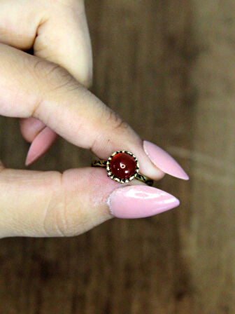 Doğal Taş Akik Çıtır Doğal Taşlı Ayarlanabilir Kadın Yüzük akcdty