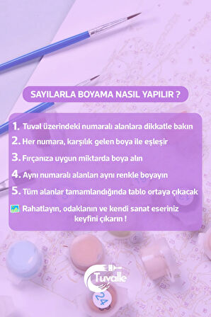Akdeniz Kasabası Sayılarla Boyama Seti, Hobi Seti, 40X50 Tablo, Fırça Boya, Numaralı Tuval