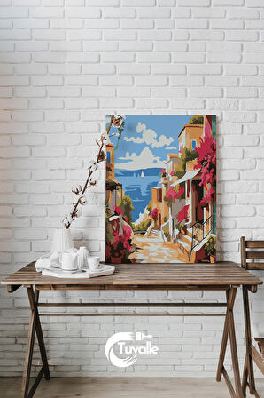 Akdenizin Göz Kamaştıran Sayılarla Boyama Seti, Hobi Seti, 40X50 Tablo, Fırça Boya, Numaralı Tuval