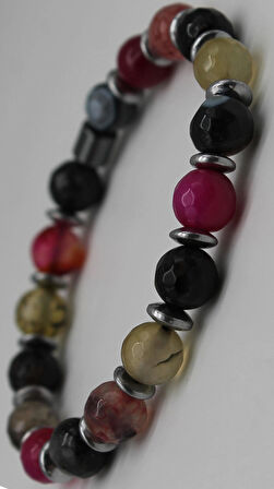 Akik Faset Doğaltaş Bereket Şans Bileklik