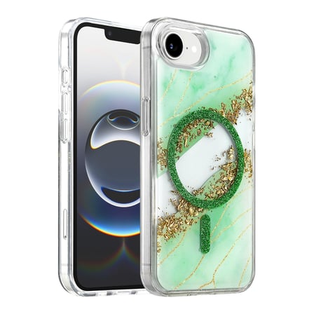 Onegif Apple Uyumlu İphone 17e Lotus Simli Magsafe Kapak - Yeşil