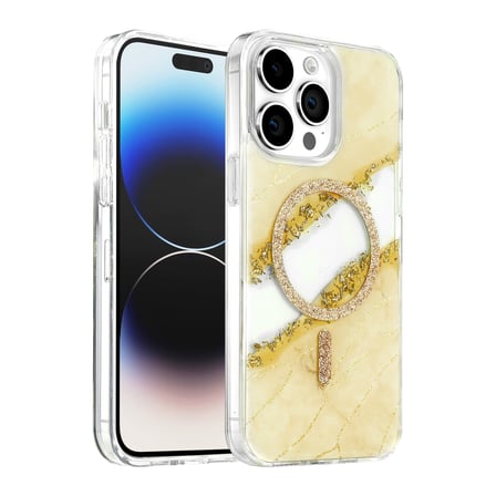 Onegif Apple Uyumlu İphone 15 Pro Max Lotus Simli Magsafe Kapak - Gümüş